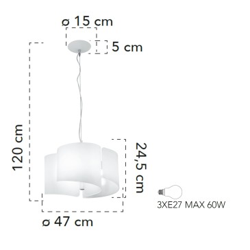 I IMAGINE S3 8031440352710 Ventilateur Europe Lighting Lustre blanc 3 lumières avec feuille pliée IMAGINE