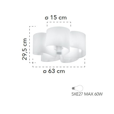 I IMAGINE PL5 8031440352734 Fan Europe Lighting Plafonnier blanc 5 lumières avec feuille pliée IMAGINE