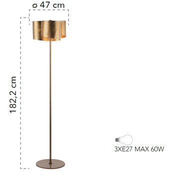 Piantana lampada da terra 60W 3XE27 oro CREATE