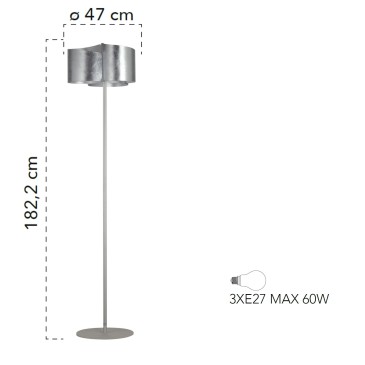 I IMAGINE PT SIL 8031440358224 Fan Europe Lighting Lampadaire argenté avec diffuseurs en tôle pliée IMAGINE