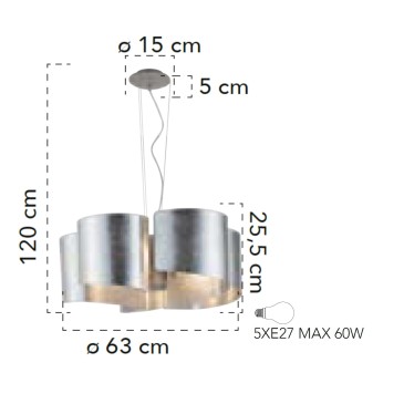 Pendelleuchte 60W 5XE27...