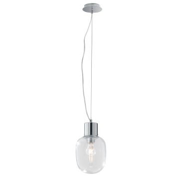 I FELLINI S18 8031440364126 Ventilateur Europe Éclairage Pendentif fil diffuseur en verre soufflé chromé FELLINI