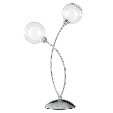 Lampada da tavolo 28W 2XG9 a doppia emissione cromo SPOT. Design moderno, struttura cromata con diffusori sferici.