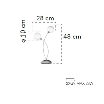 I BLOG L2 8031440352512 Fan Europe Lighting Lampe de table 2 lumières abat-jour sphériques BLOG