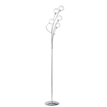 Piantana lampada da terra 28W 5XG9 a 5 emissioni cromo POST. Design moderno, struttura cromata con diffusori sferici.