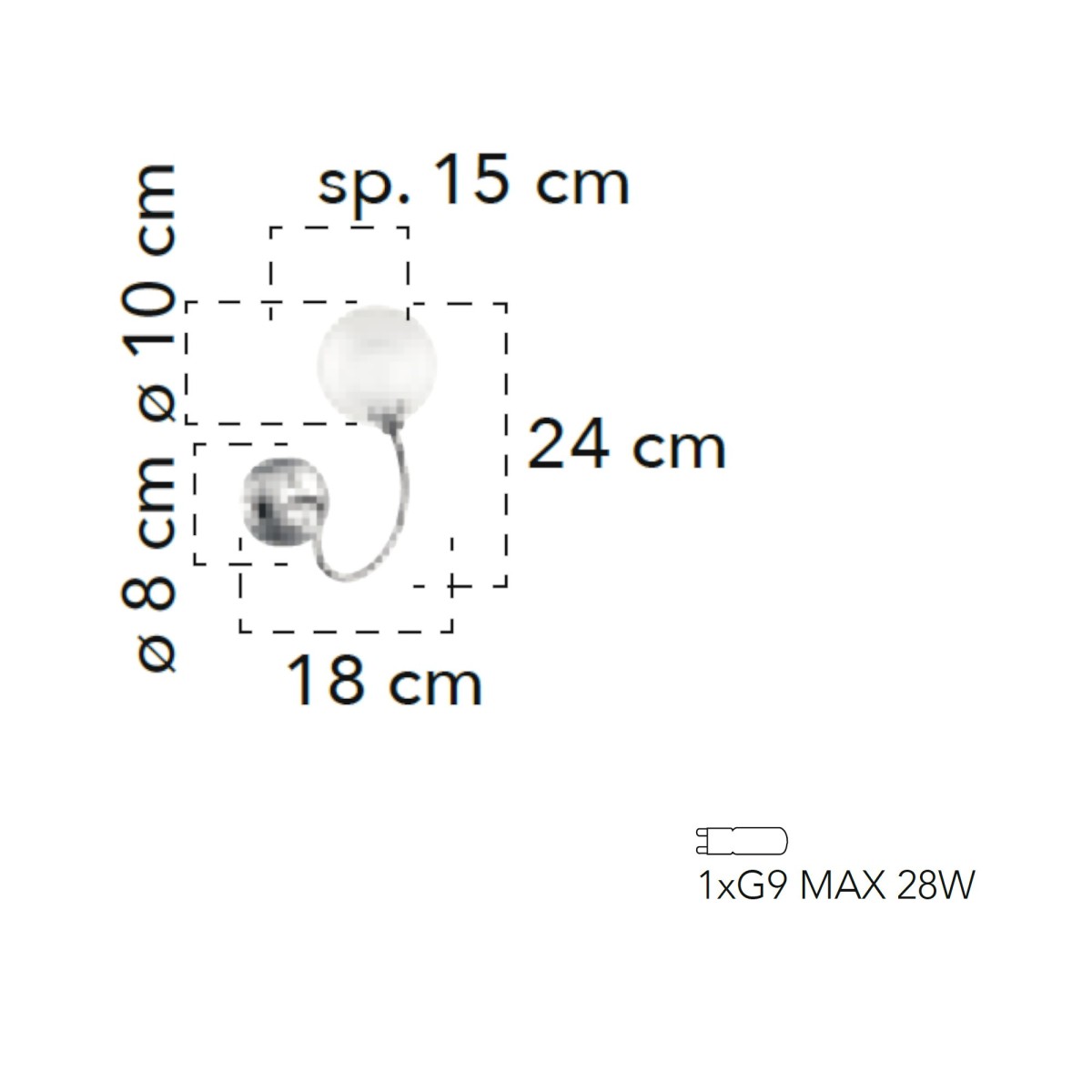 Applique da parete per interno 28W G9 cromo POST. Design moderno, struttura cromata con diffusori sferici.