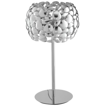 Lampada da tavolo 60W 2XE27 diametro 30cm cromo GRAPE. Moderno punto luce con struttura in metallo a forma di sassi