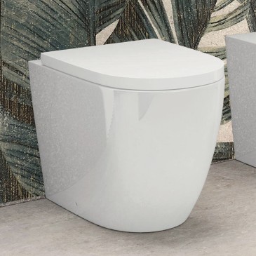 Sanitari filo muro stondati Bidet e WC senza brida con copri tazza rallentato NEST