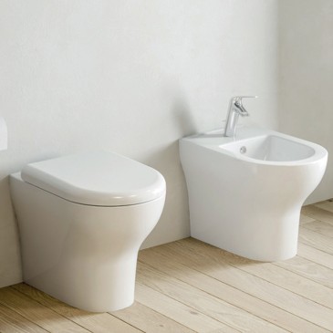 Coppia Sanitari a filo muro wc e bidet soft close ZEN