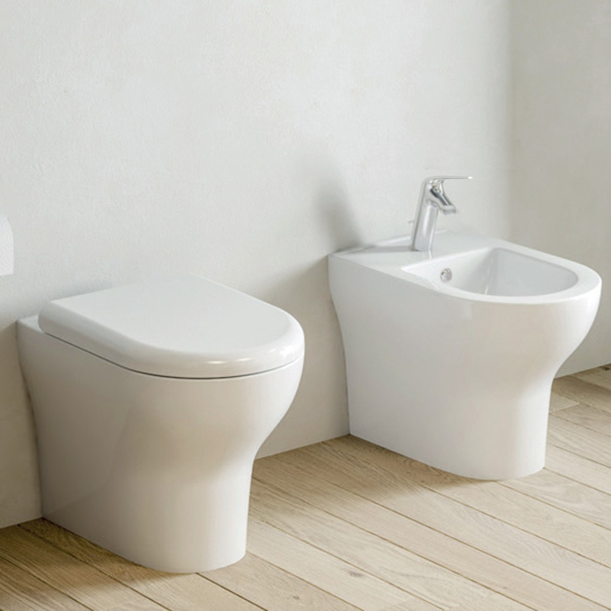 Coppia Sanitari a filo muro wc e bidet soft close ZEN