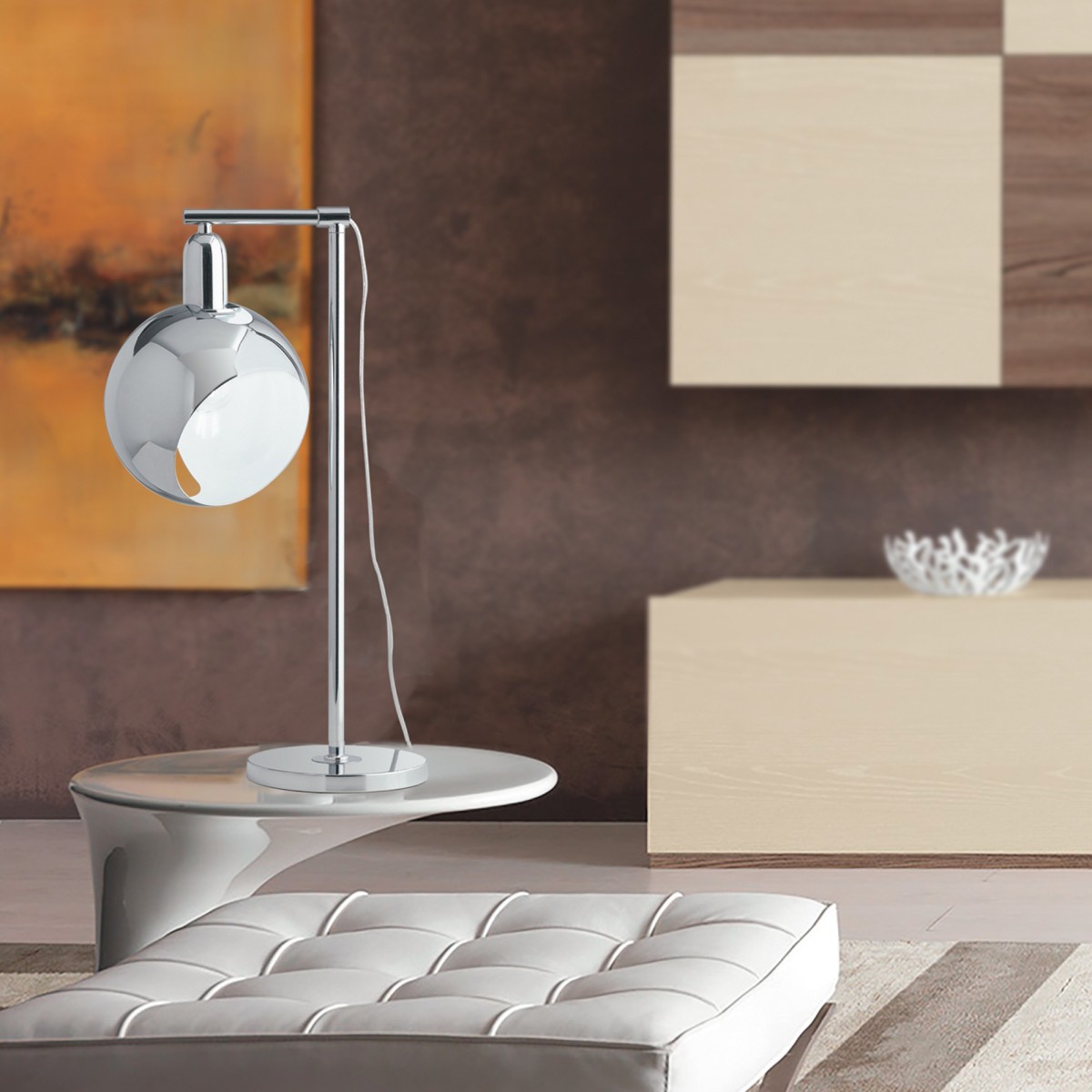 Lampada da tavolo 60W E27 orientabile cromo BEAUTY. Moderno punto luce sferico orientabile.