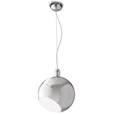 Lampada a sospensione 60W E27 diametro 30cm orientabile cromo BEAUTY. Moderno punto luce sferico orientabile.