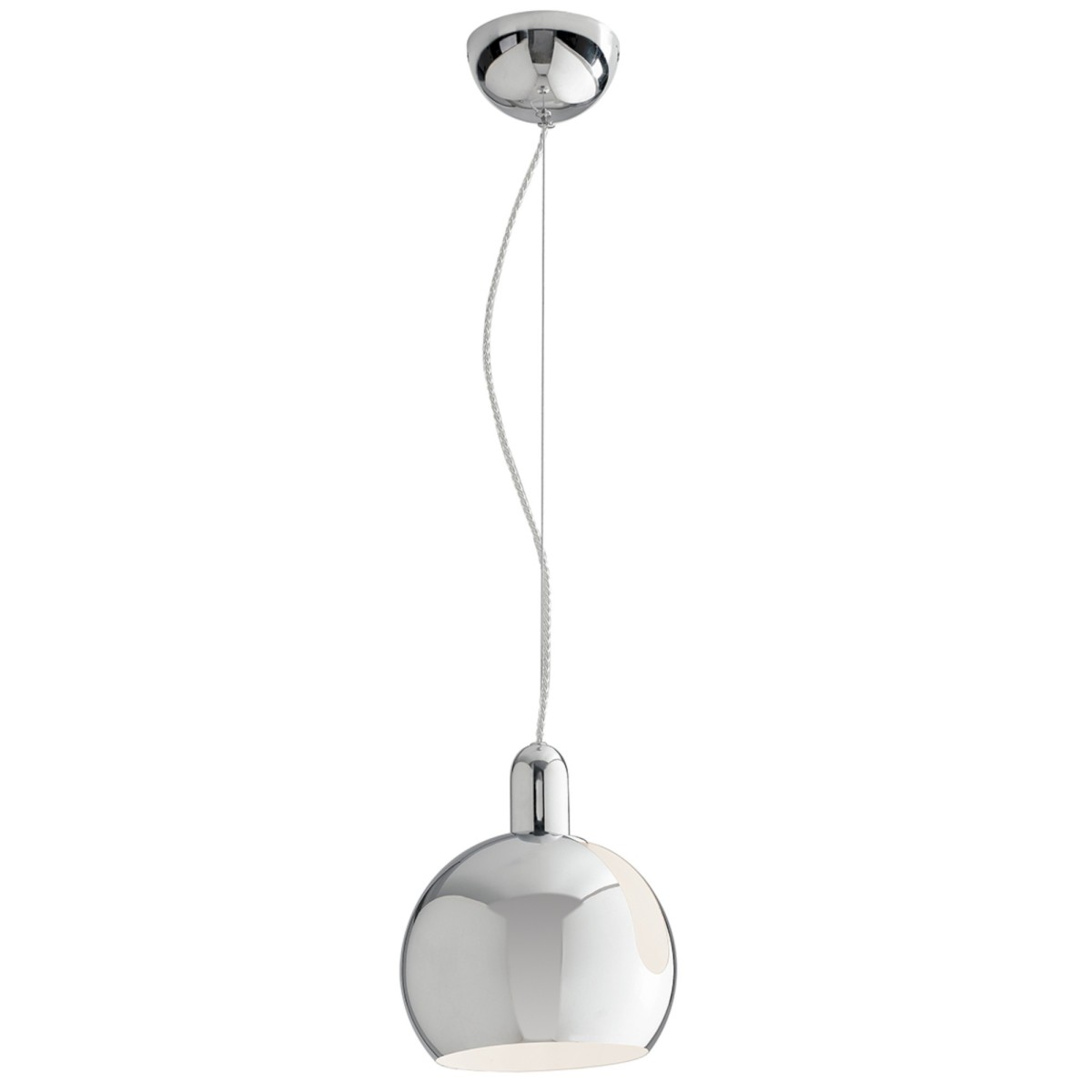 Lampada a sospensione 60W E27 diametro 20cm orientabile cromo BEAUTY. Moderno punto luce sferico orientabile.