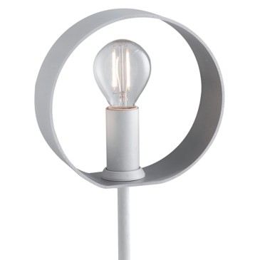 Lampada da tavolo 40W E14 orientabile bianca TORCH. Diffusore moderno ad anello circolare orientabile.