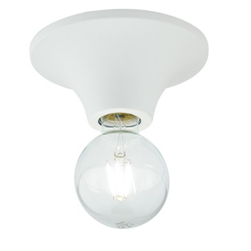 Plafonnier Vesevus en métal blanc satiné dm lampe visible 18 cm