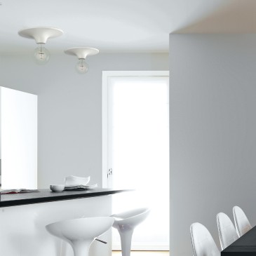 Plafoniera a soffitto per interno 60W E27 diametro 18cm bianca VISION. Collezione moderna e minimalista priva di diffusore.