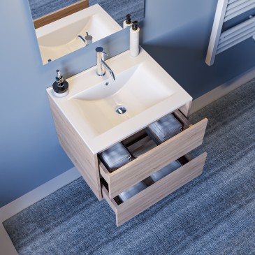 Mobile bagno sospeso da 60cm Legno Rovere Chiaro