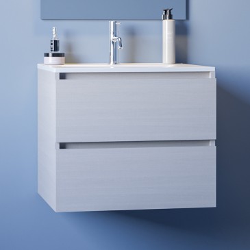 Mobile bagno da 60cm bianco effetto legno profondità ridotta