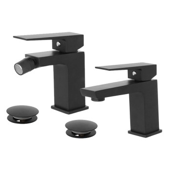 Set miscelatori neri lavabo e bidet QUADROT