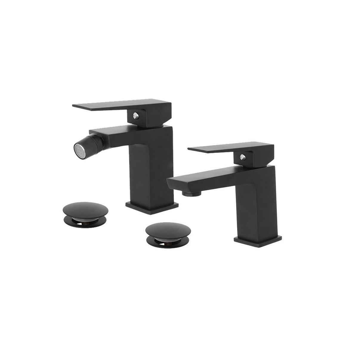 Set Rubinetti neri lavabo e bidet QUADROT