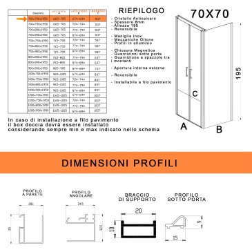 Box doccia 2 lati fissi porta saloon H195 anticlacare DOBLA