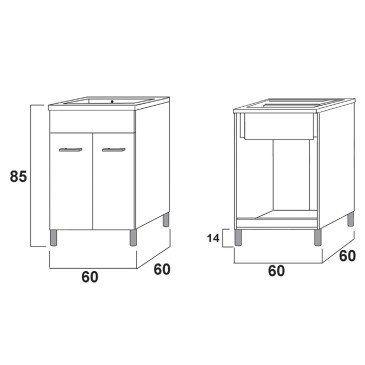 Günstiger weißer ABS-Waschbeckenschrank 60x60 50x60