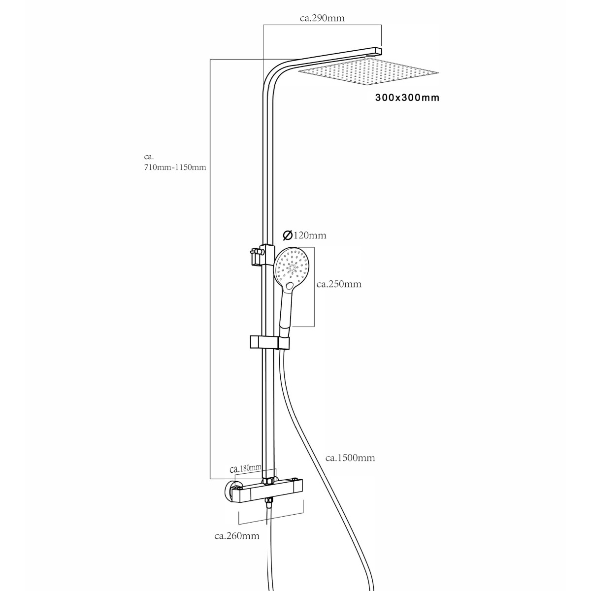 GRIFEMA G17005, Robinet Thermostatique Universal, Double Sorties, Mitigeur  Colonne de Douche Chromé, Argent, Exclusivité