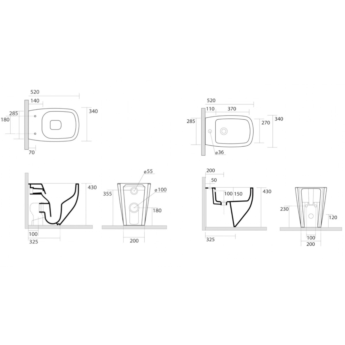 scheda tecnica wc e bidet a pavimento filo muro ceramica bianco lucido Newram