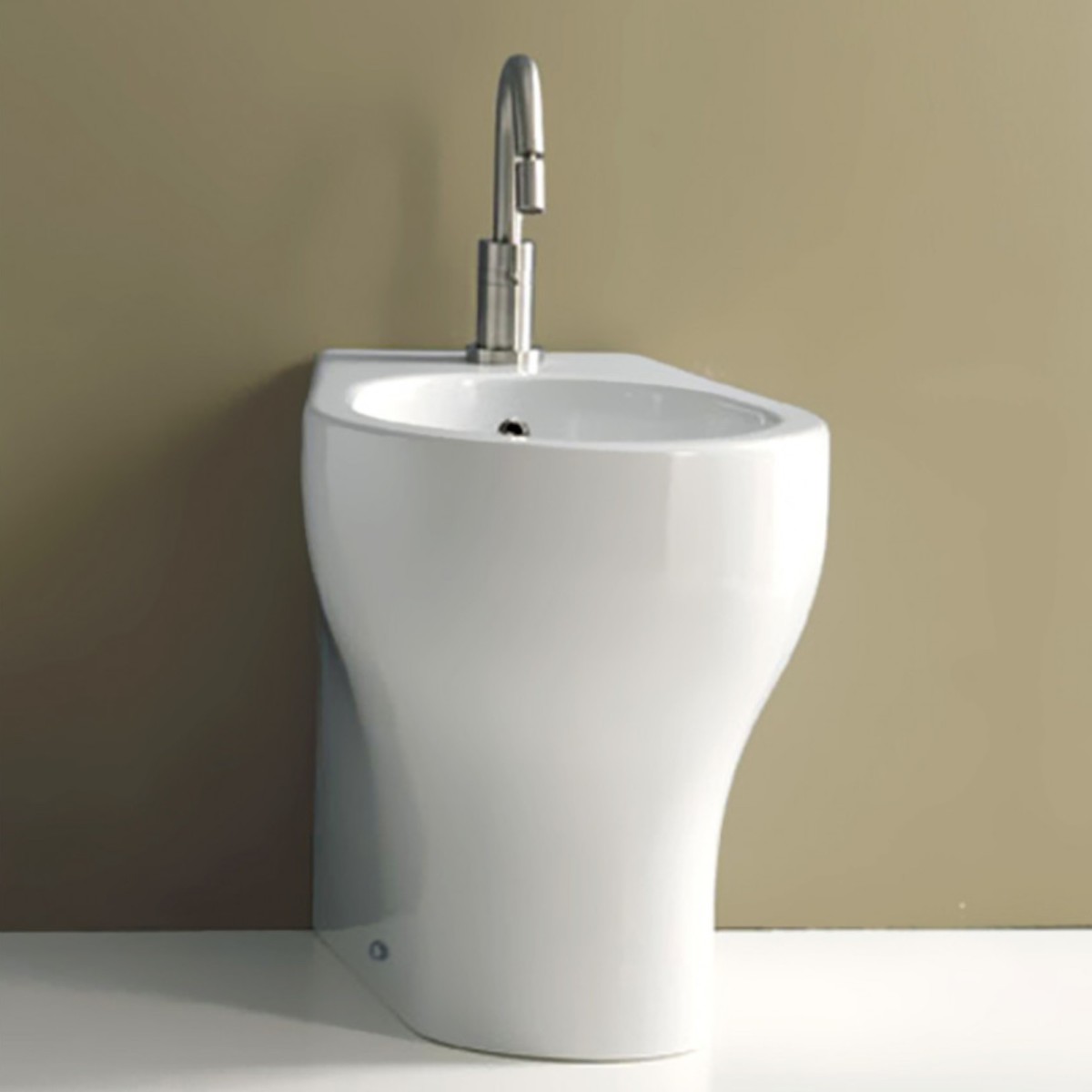 bidet monoforo a pavimento filo muro moderno ceramica bianco lucido Funf