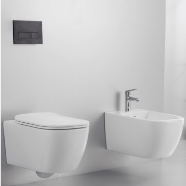 Wc e bidet sospesi ceramica bianco lucido serie Stub