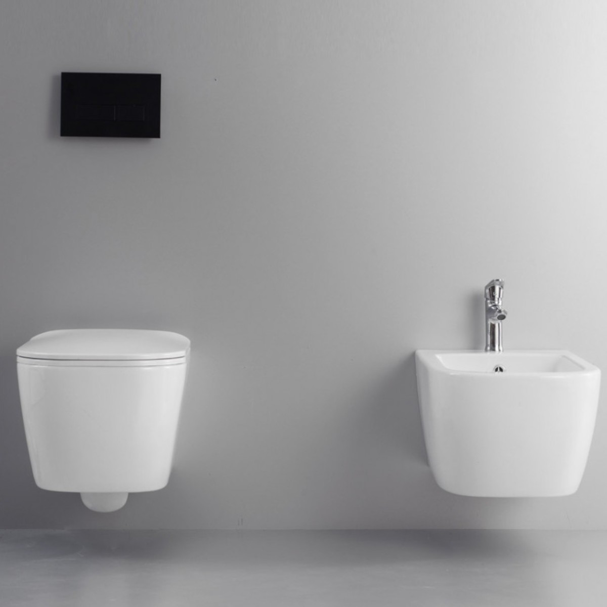 Wc e bidet sospesi ceramica bianco lucido serie Stub