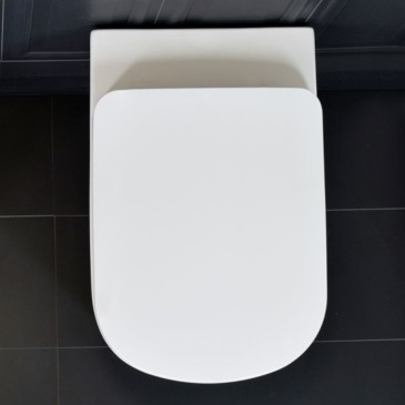 WC sospeso installazione a muro ceramica bianco lucido Stylish con coprivaso softclose