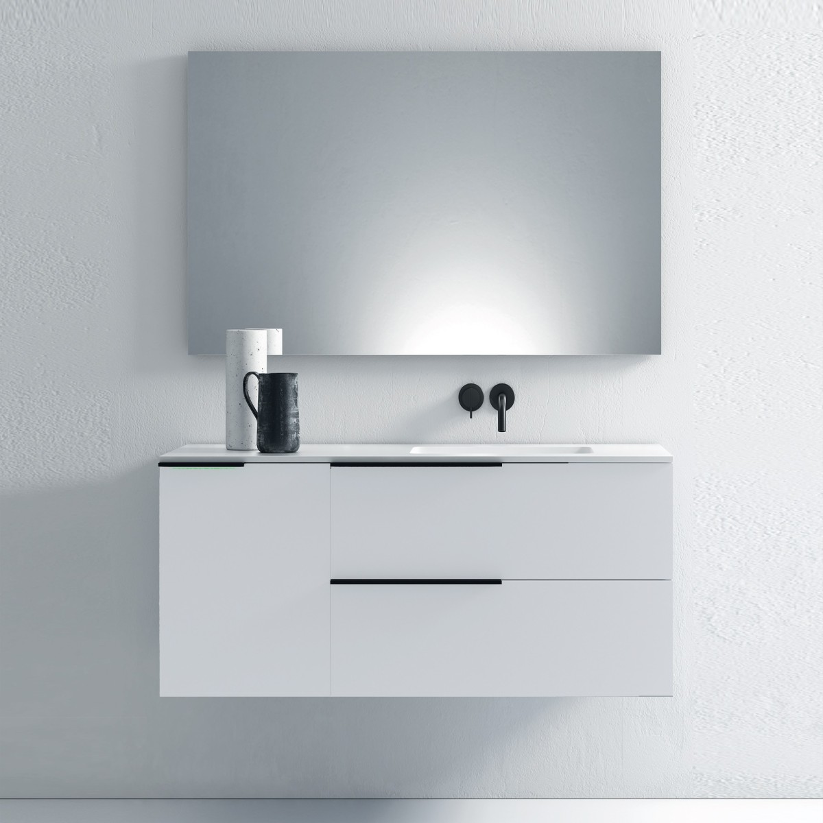 Mobile Sospeso bianco da 120cm Lavabo Solid Surface