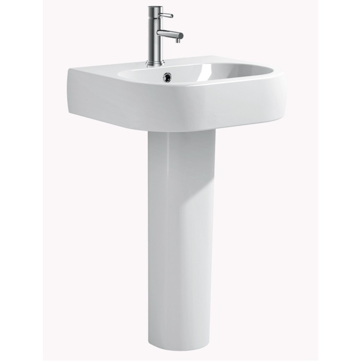 Lavabo suspendu 56x48 avec colonne blanche série Carib