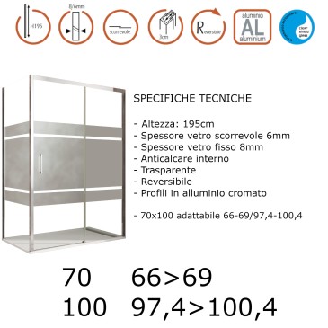 Box doccia angolare serigrafato con porta e lato fisso Aktual Frost