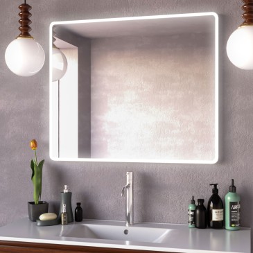 Specchio Da Bagno retroilluminato LED SMART (200x100cm) Retroiluminato con  illuminazione con Interruttore Freddo Bianco