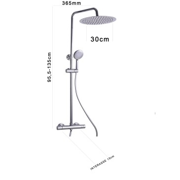 Verchromte Duschsäule mit Thermostatmischer