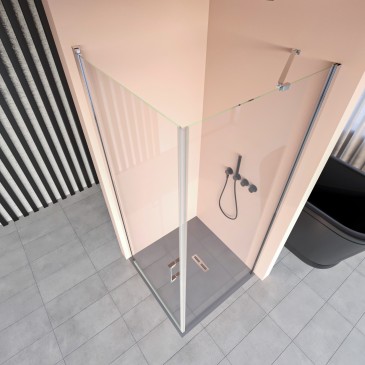 Cabine de douche 2 côtés avec porte battante et côté fixe H195 SALEMA