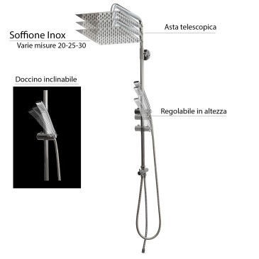 Duschsäule mit Handbrause und quadratischem Duschkopf 20 25 30 ELISEA-Q