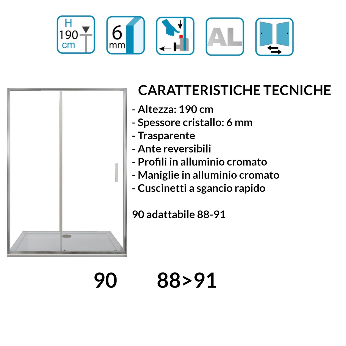 Mozia Grande Trasparente larghezza 90