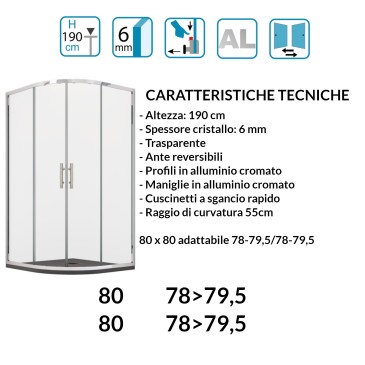 Locus Mozia Semicircolare Trasparente 80x80