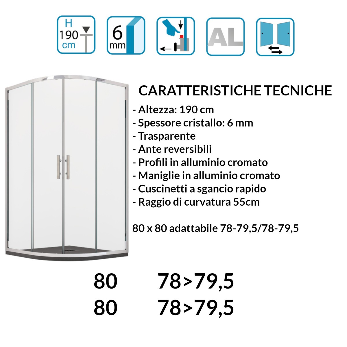 Locus Mozia Semicircolare Trasparente 80x80