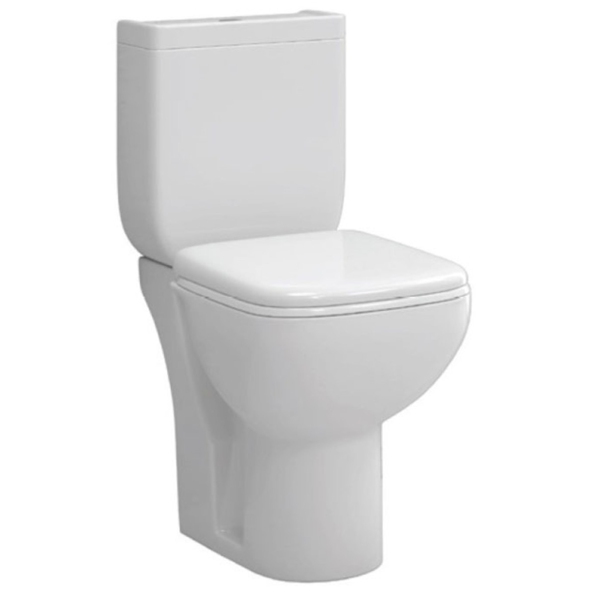 WC monobloc carré avec réservoir à déchets au sol blanc brillant