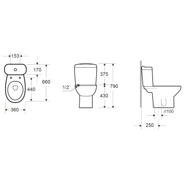 Vaso monoblocco Kerag Square scarico a pavimento con cassetta e coperchio scheda tecnica