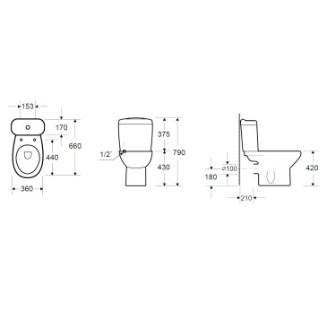 Vaso monoblocco Kerag Square scarico a parete con cassetta e coperchio scheda tecnica