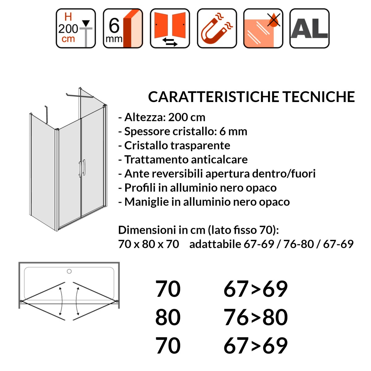 Lacus Giglio Evo BT 3 lati trasparente 70x80x70