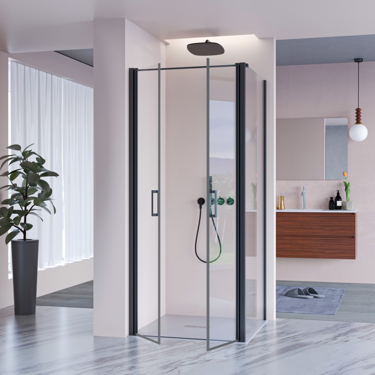 Lacus Giglio Evo BT porta doccia saloon e 1 lato fisso aperto