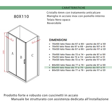 Box doccia 110x80 profili neri