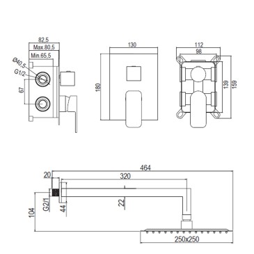 Kit doccia incasso completo cromato quadrato di qualità DELTA