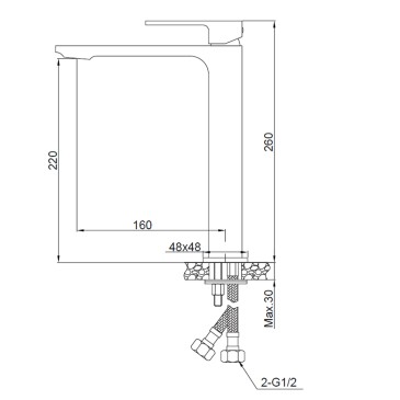 Robinet de lavabo carré design bec haut TBOL